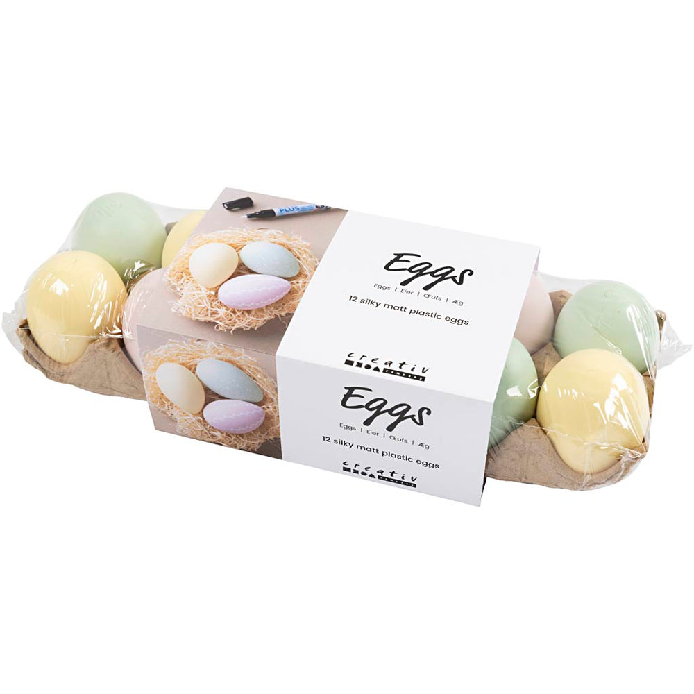 Æg, H: 6 cm, pastelfarver, 12 stk./ 1 pk.