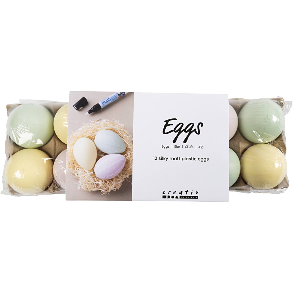 Æg, H: 6 cm, pastelfarver, 12 stk./ 1 pk.