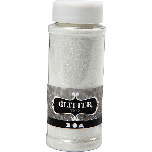 Glitter, hvid, 110 g/ 1 ds.