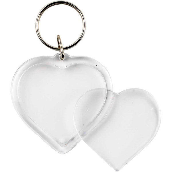 Hjerteformede nøglevedhæng - 25 stk. i klar akryl