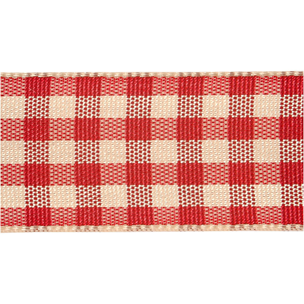 Ternet bånd, B: 20 mm, gl. rød/hvid, 25 m/ 1 rl.