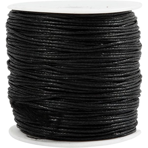 Bomuldssnor, tykkelse 1 mm, sort, 100 m/ 1 pk.