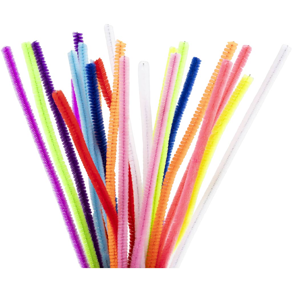 Chenille, L: 30 cm, tykkelse 6 mm, colorful, 25 ass./ 1 pk.