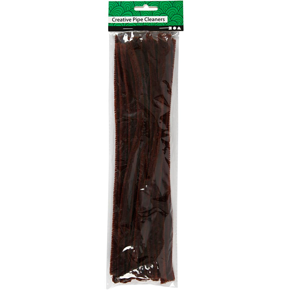 Chenille, L: 30 cm, tykkelse 9 mm, brun, 25 stk./ 1 pk.