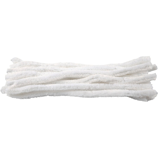 Hvide Chenille Piberensere 30 cm - 15 stk.