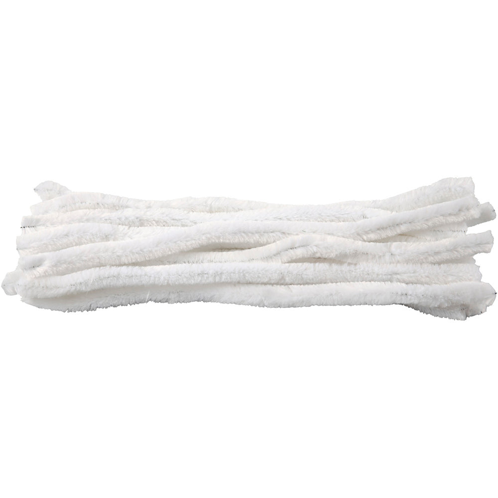 Hvide Chenille Piberensere 30 cm - 15 stk.