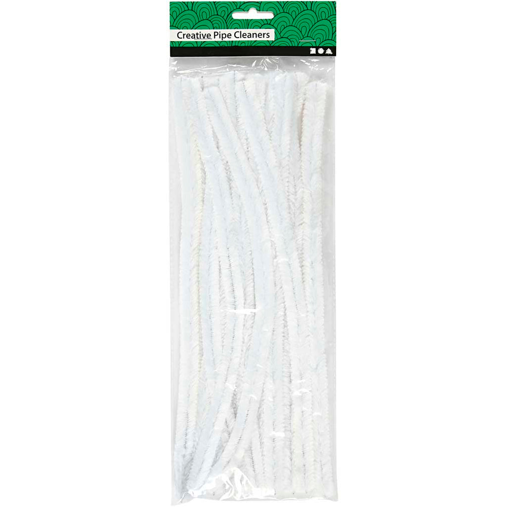 Hvide Chenille Piberensere 30 cm - 15 stk.