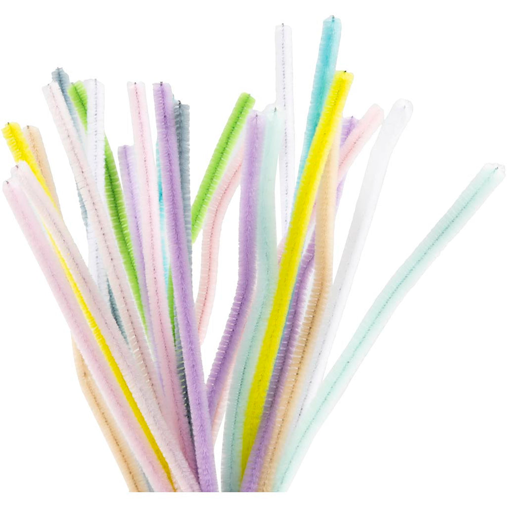 Chenille, L: 30 cm, tykkelse 6 mm, pastelfarver, 25 ass./ 1 pk.