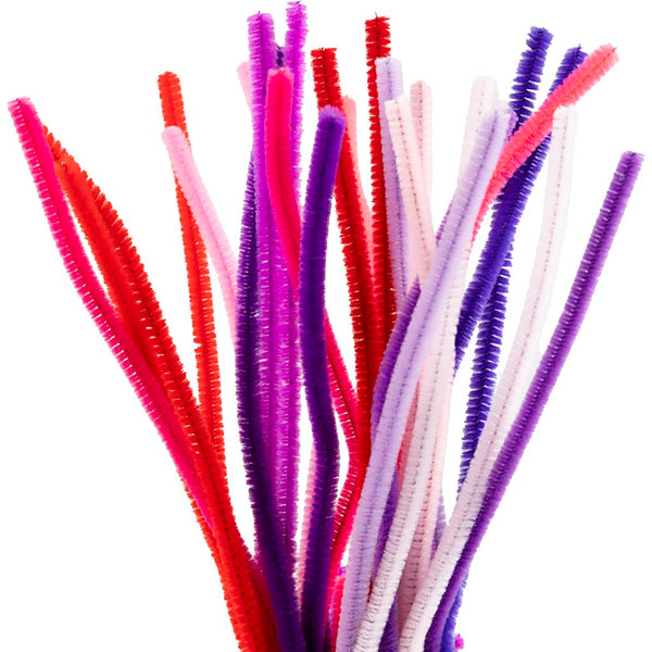 Chenille, L: 30 cm, tykkelse 6 mm, lilla/pink harmoni, 25 stk./ 1 pk.