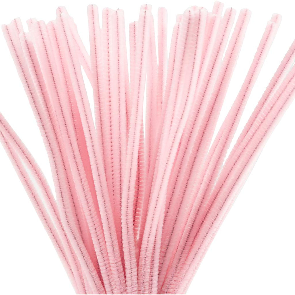Chenille, L: 30 cm, tykkelse 6 mm, rosa, 50 stk./ 1 pk.