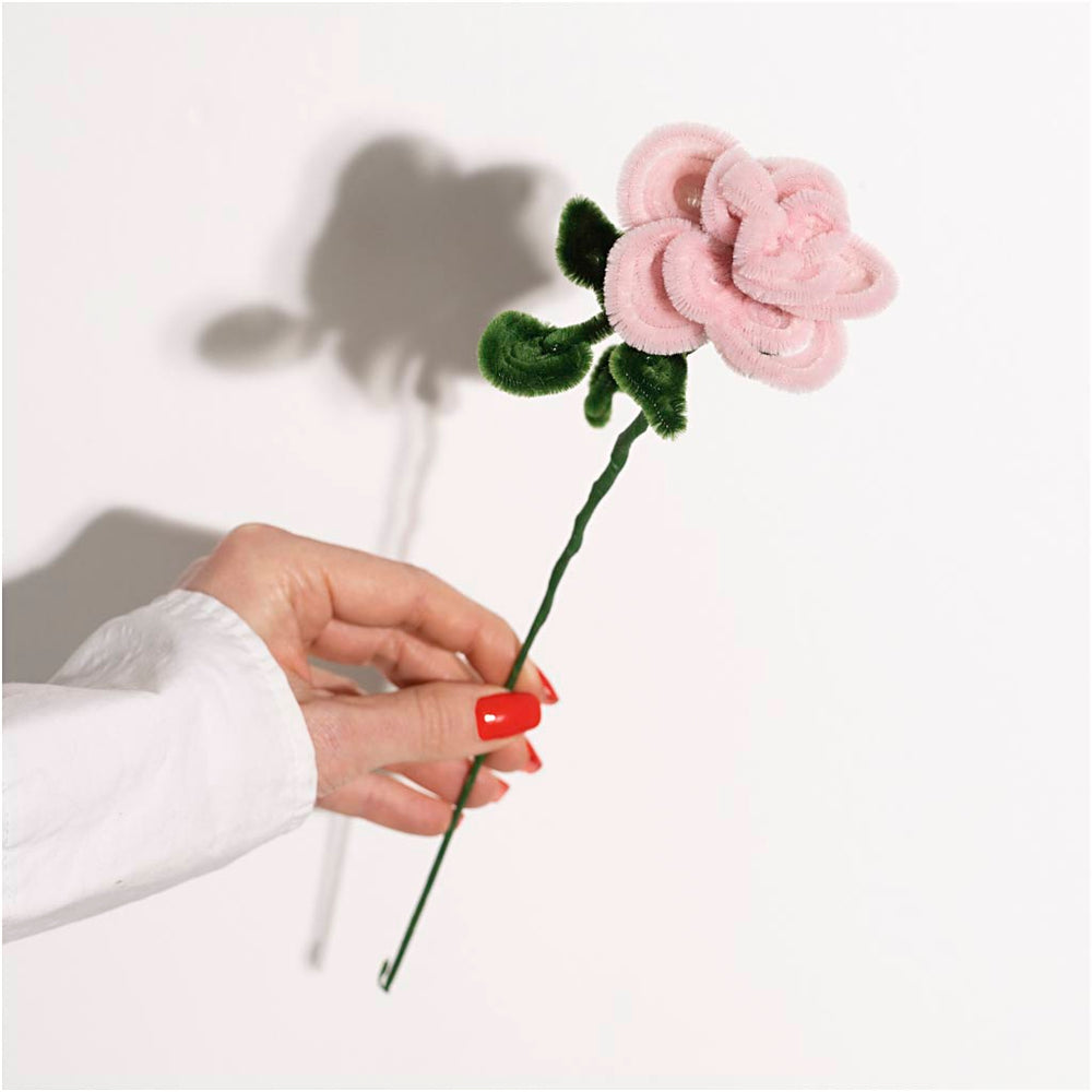 Chenille, L: 30 cm, tykkelse 6 mm, rosa, 50 stk./ 1 pk.