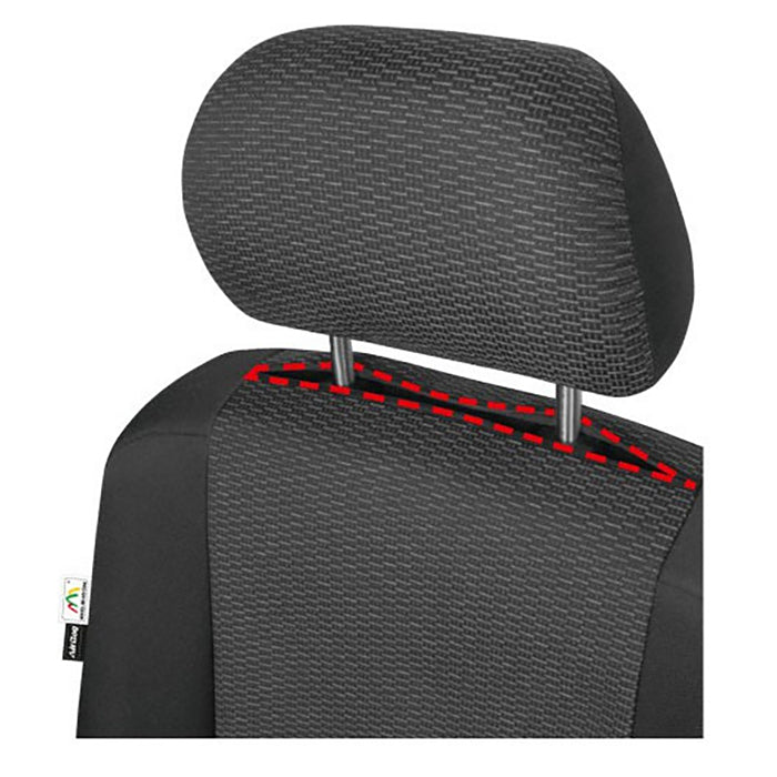 Sædeovertræk 1+1 til VW Caddy 2015- - skræddersyet pasform, vaskbart, sort/grå - Kegel