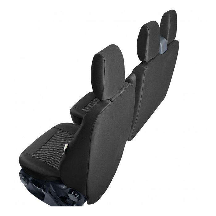 Sædeovertræk 1+2 til Ford Transit Custom 2012-2023 - skræddersyet pasform, sort/grå - Kegel