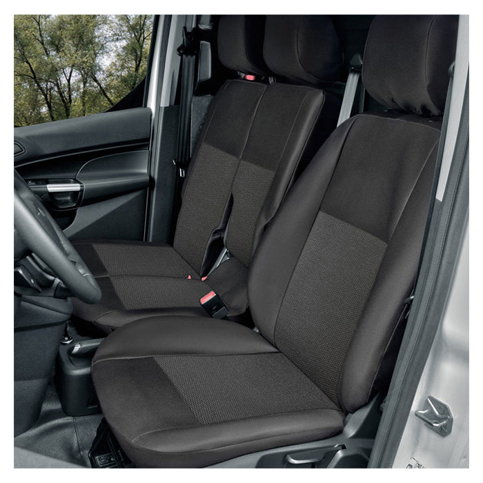 Sædeovertræk 1+2 til Ford Transit Connect II (2014-) - skræddersyet, sort/grå - Kegel