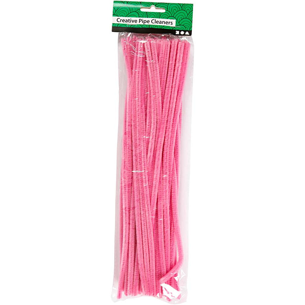 Chenille, L: 30 cm, tykkelse 6 mm, pink, 50 stk./ 1 pk.