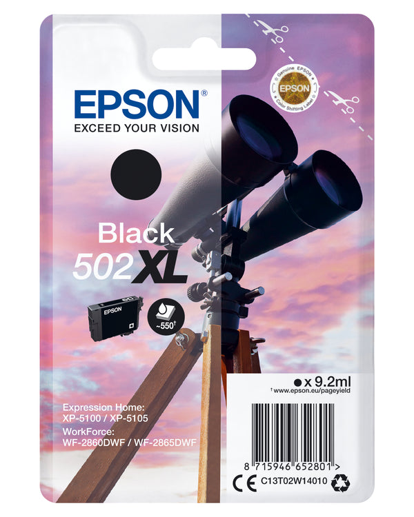 Epson 502XL Sort 550 sider Blæk C13T02W14010