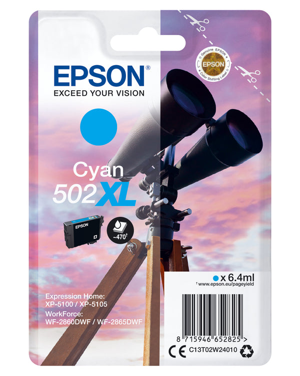 Epson 502XL Cyan 470 sider Blæk C13T02W24010