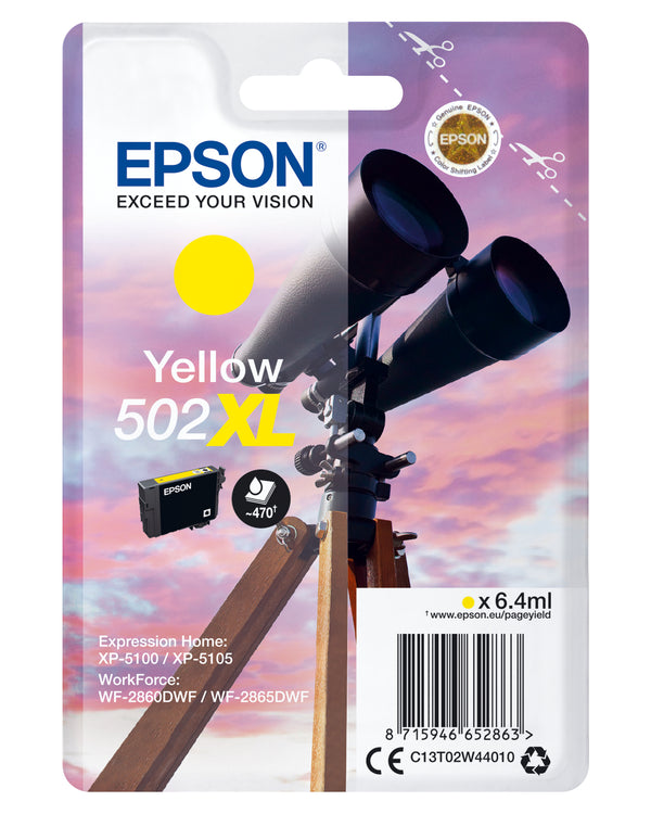 Epson 502XL Gul 470 sider Blæk C13T02W44010