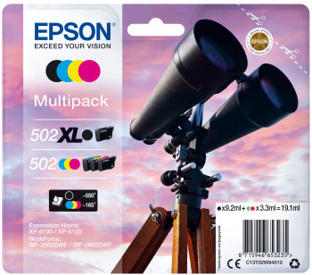 Epson 502/502XL Multipack Sort Gul Cyan Magenta