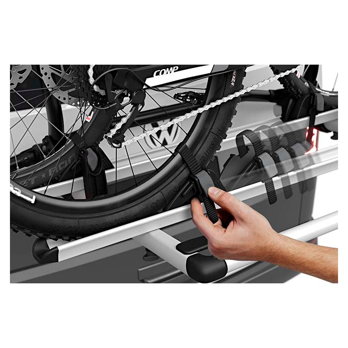 Cykelholder til 2 cykler bagklap VW T6, hævet platform, låsbar - Thule