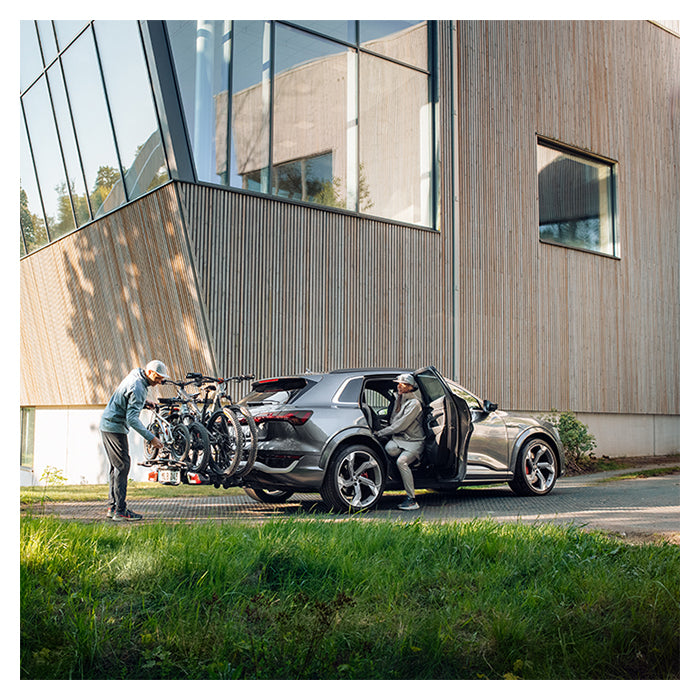 Cykelholder til 3 elcykler, foldbar til anhængertræk - Thule