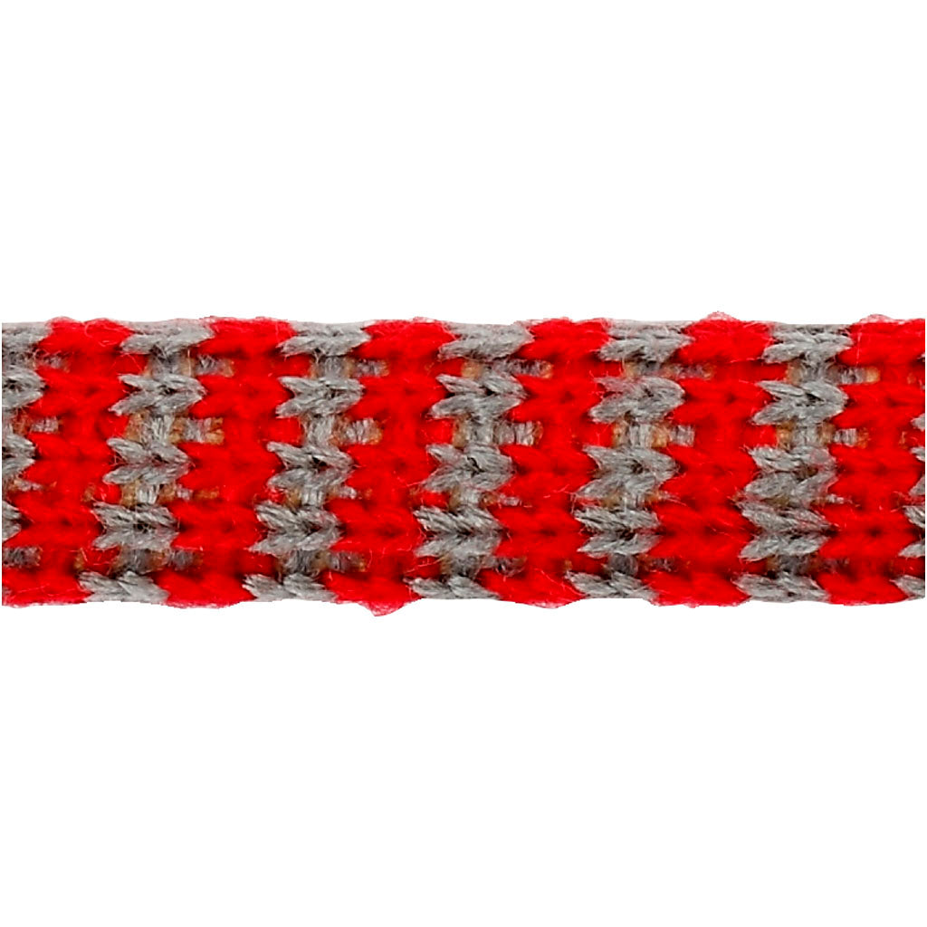 Tubestrik, B: 10 mm, julerød/grå, 10 m/ 1 rl.