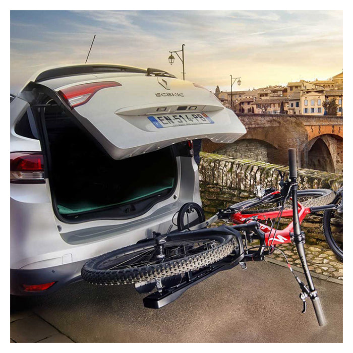 Cykelholder til 2 cykler, anhængertræk 50 mm, vippefunktion, lås - BuzzRack