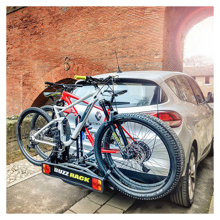 Cykelholder til 2 cykler, anhængertræk 50 mm, vippefunktion, lås - BuzzRack