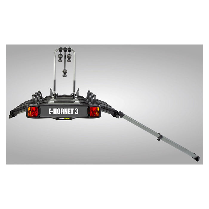 Cykelholder til 3 cykler (op til 2 elcykler, 13-pols) - værktøjsfri, anti-svaj, passer 50 mm anhængertræk - BuzzRack