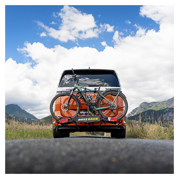 Cykelholder til 3 el-cykler - Scorpion Pro anhængertræk, robust montage, Buzzrack