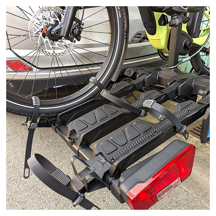 Cykelholder til 3 el-cykler - Scorpion Pro anhængertræk, robust montage, Buzzrack