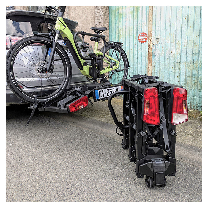 Cykelholder til 3 el-cykler - Scorpion Pro anhængertræk, robust montage, Buzzrack