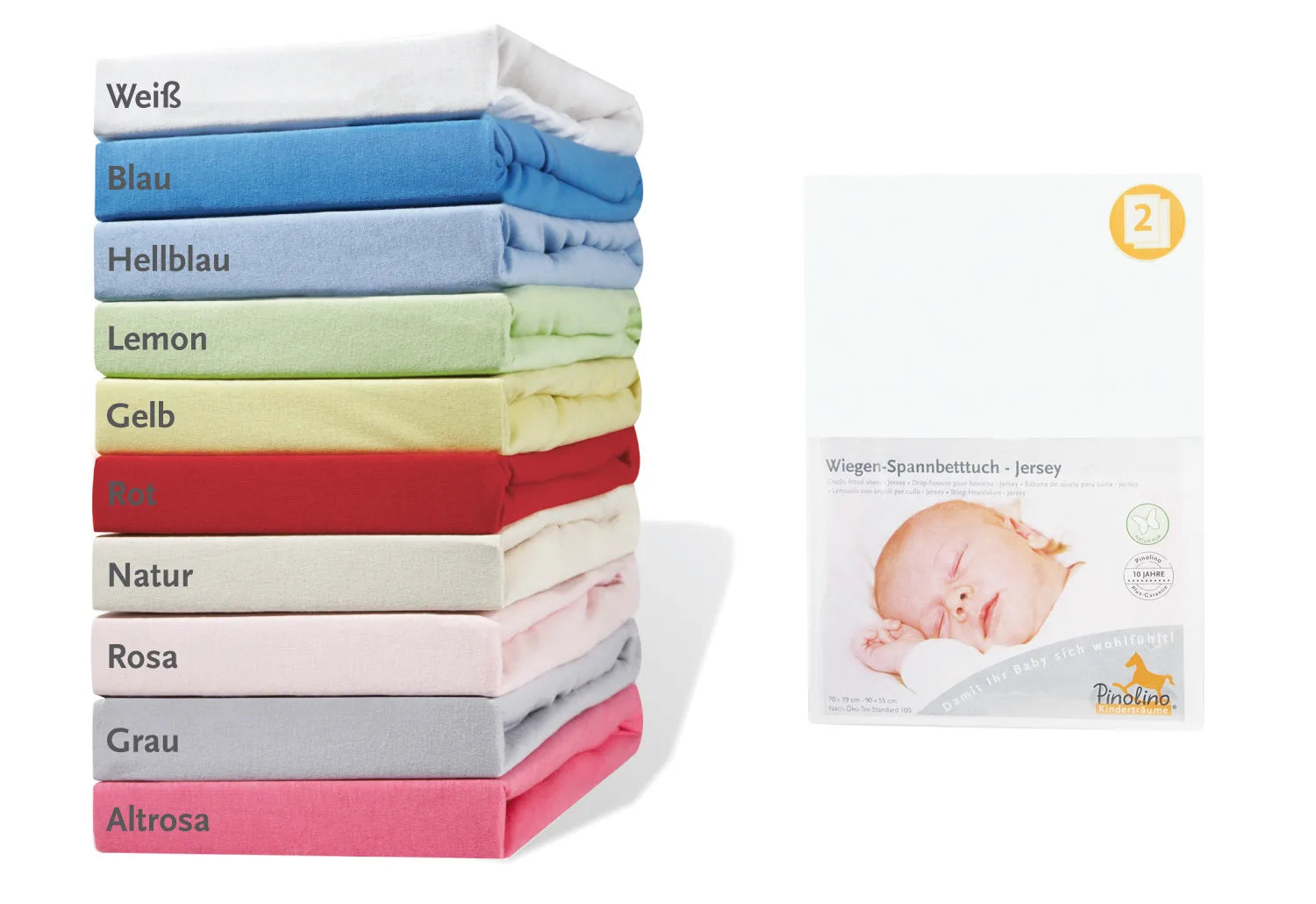 Pinolino Stræklagen Til Vugge Jersey – Bedside Crib og Barnevogn 2 stk., Jersey – Børneudstyr - Sove - Sengelinned og himmel (Jersey)