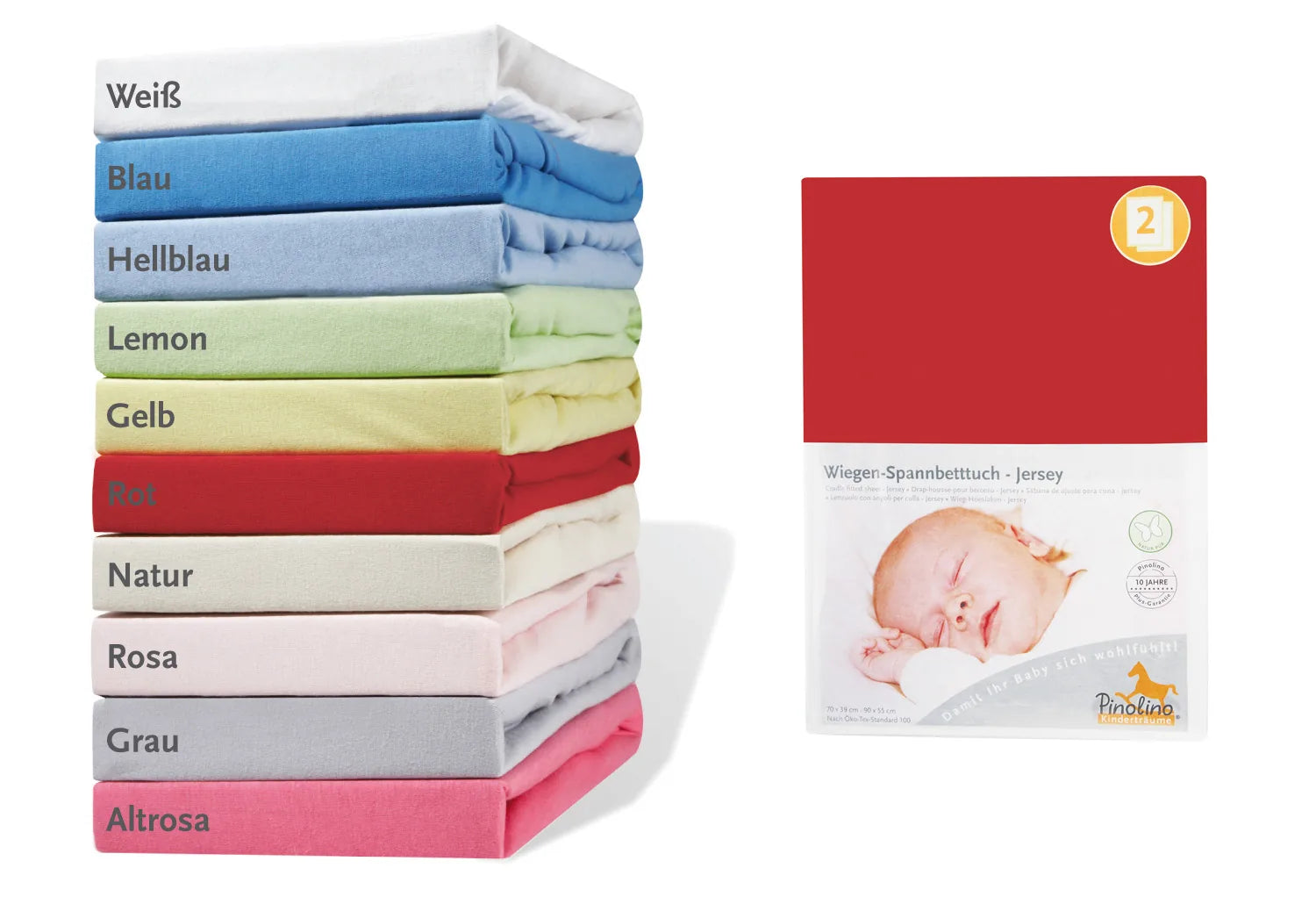 Pinolino Stræklagen Til Vugge Jersey – Bedside Crib og Barnevogn (2 stk.), Jersey – Børneudstyr - Sove - Sengelinned og himmel (Jersey)