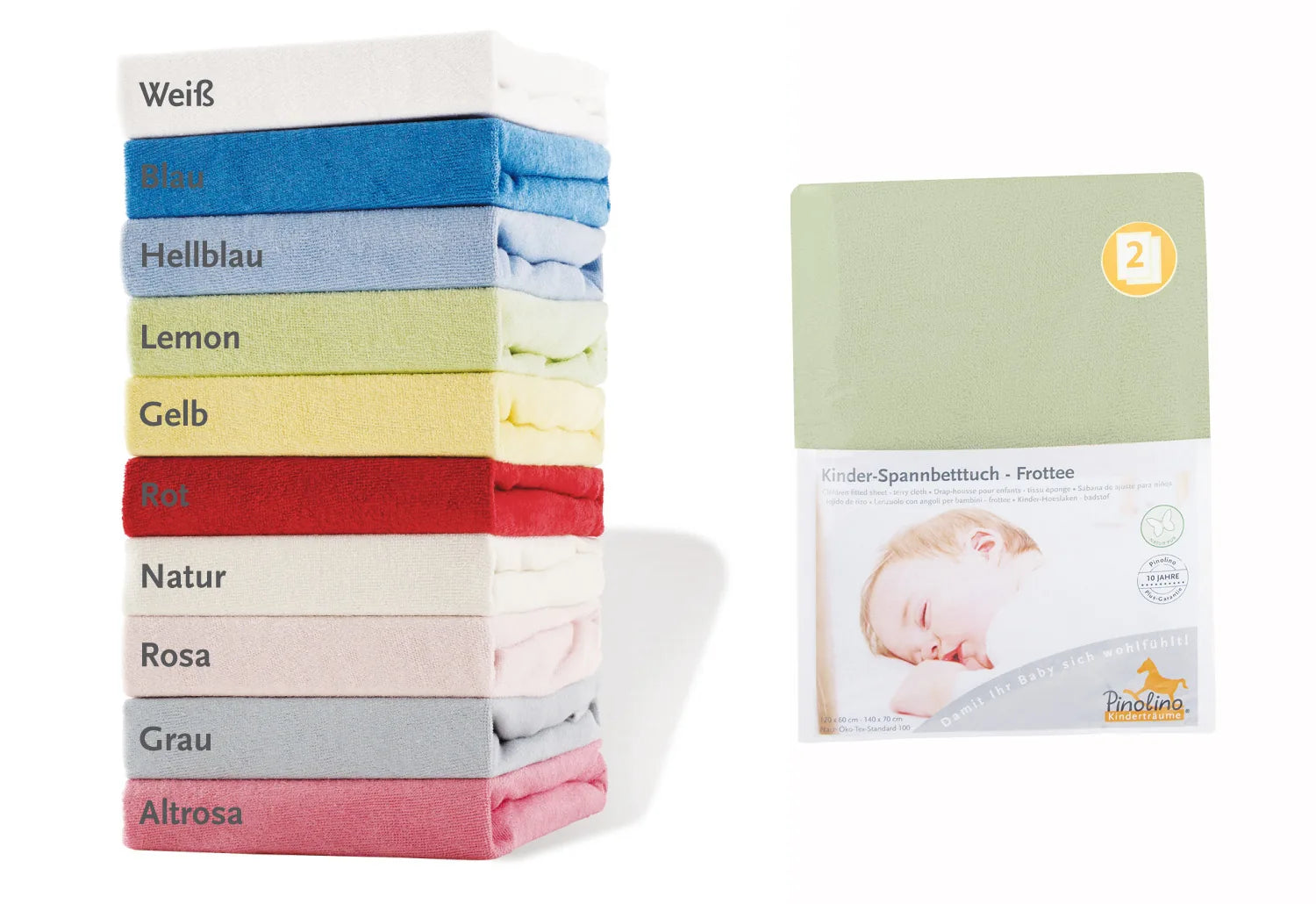 Pinolino Stræklagen Til Baby Og Juniorseng (2 Stk.) – Frotté, Lemon – Børneudstyr - Sove - Sengelinned og himmel