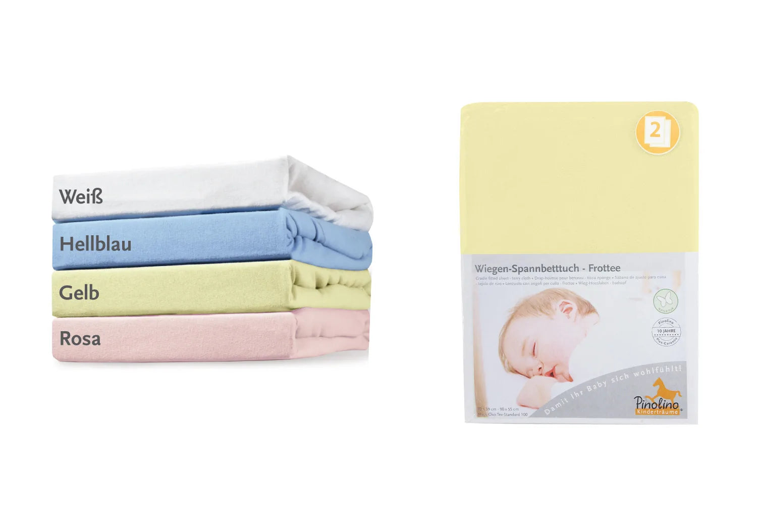 Pinolino Stræklagen Til Vugge – Bedside Crib og Barnevogn (2 stk.), Frotté – Børneudstyr - Sove - Sengelinned og himmel