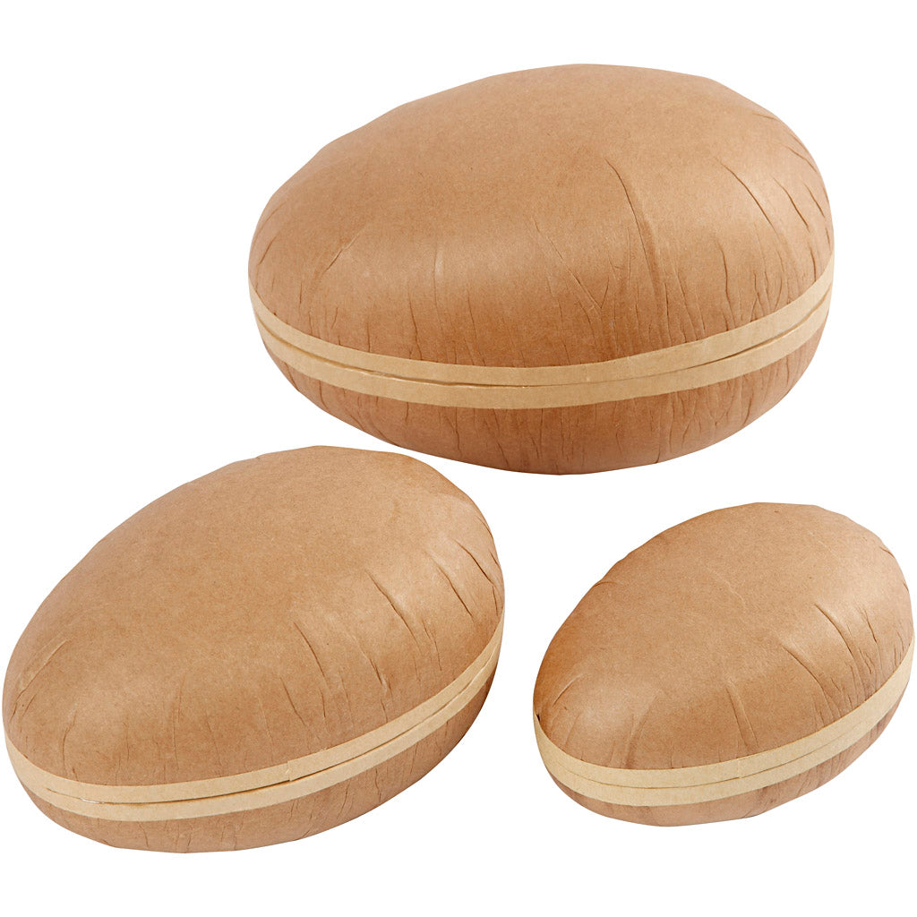 To-delte æg, L: 12+15+18 cm, 3 stk./ 1 pk.