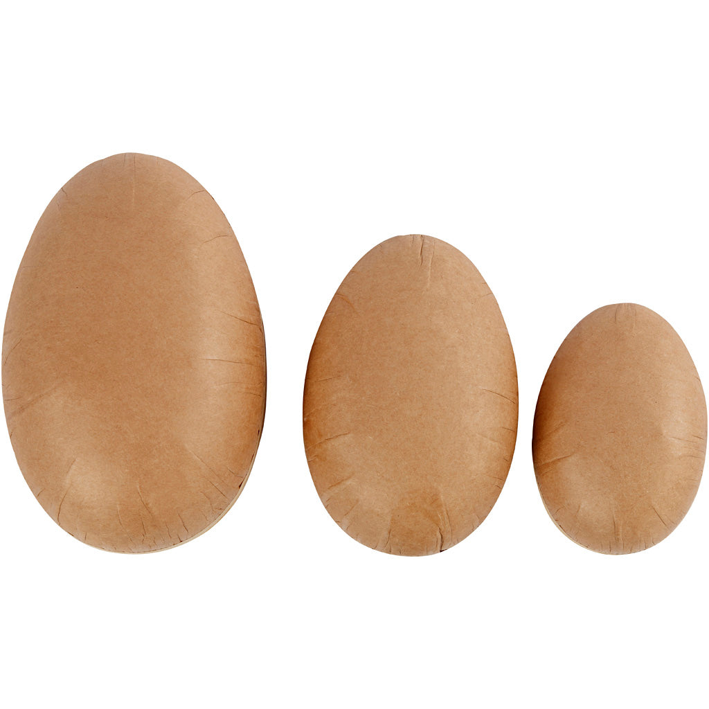 To-delte æg, L: 12+15+18 cm, 3 stk./ 1 pk.