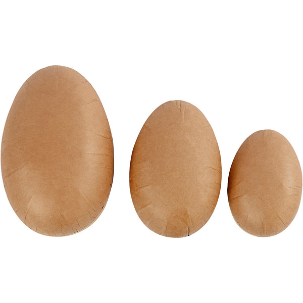 To-delte æg, L: 12+15+18 cm, 3 stk./ 1 pk.