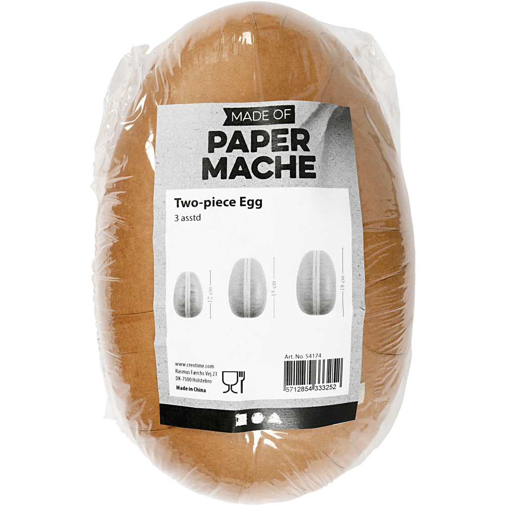 To-delte æg, L: 12+15+18 cm, 3 stk./ 1 pk.