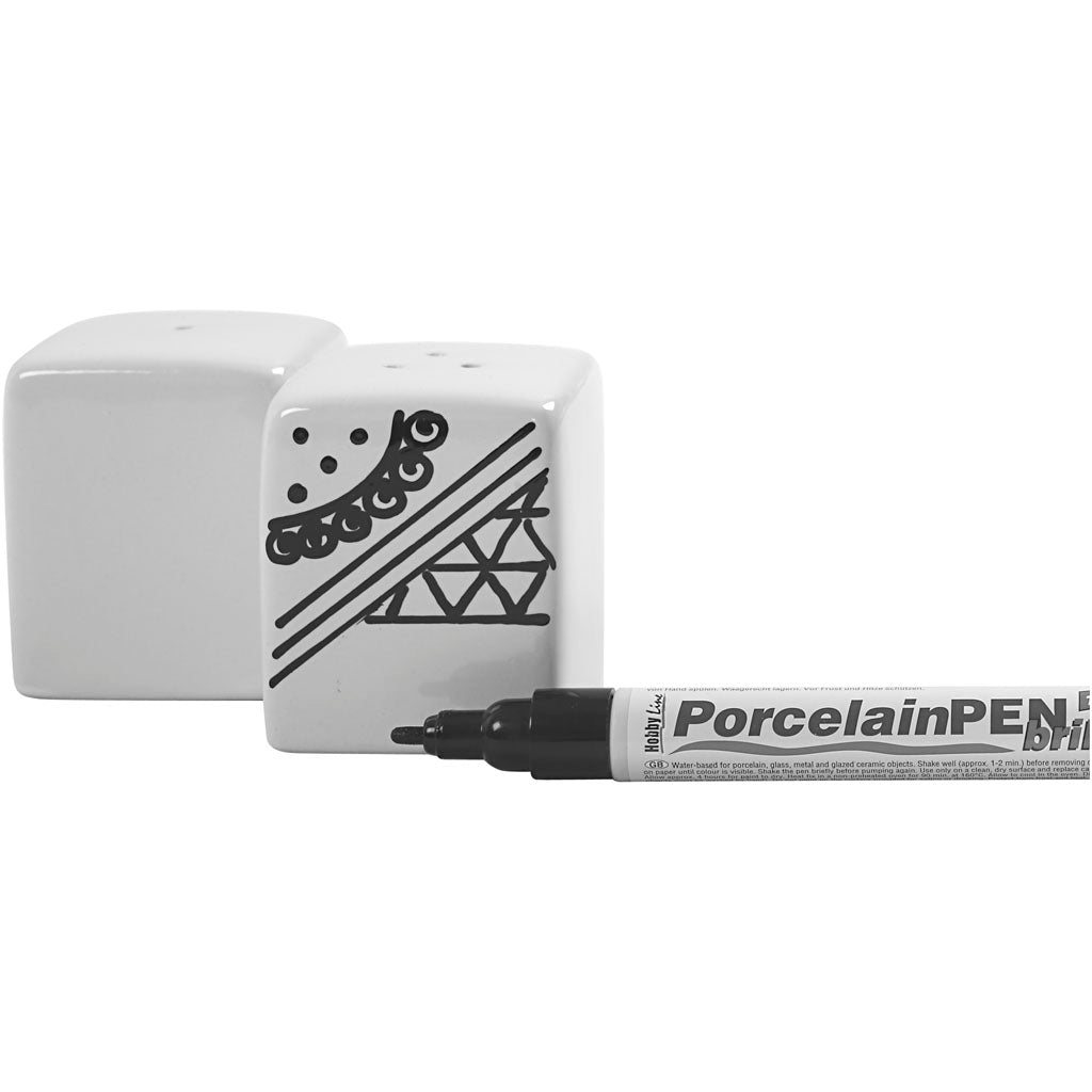 Elegant Salt- og Pebersæt i Glaseret Keramik, H: 6 cm