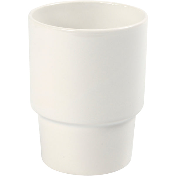 Krus, H: 11 cm, diam. 8,5 cm, hvid, 2 stk./ 1 pk.