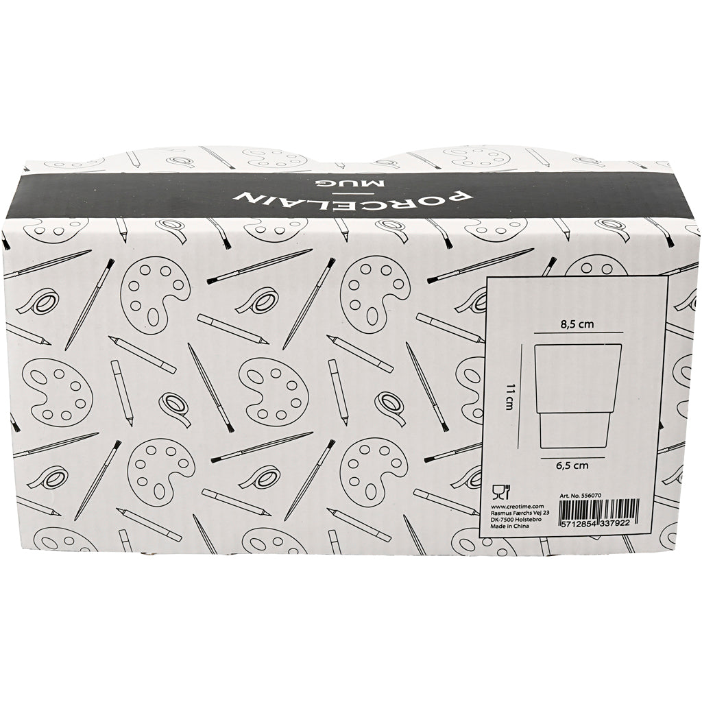 Krus, H: 11 cm, diam. 8,5 cm, hvid, 2 stk./ 1 pk.