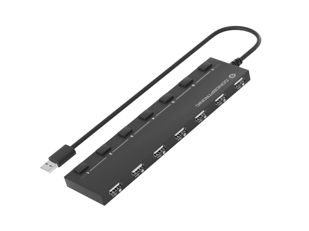Conceptronic HUBBIES08B interface hub USB 2.0 480 Mbit/s Sort