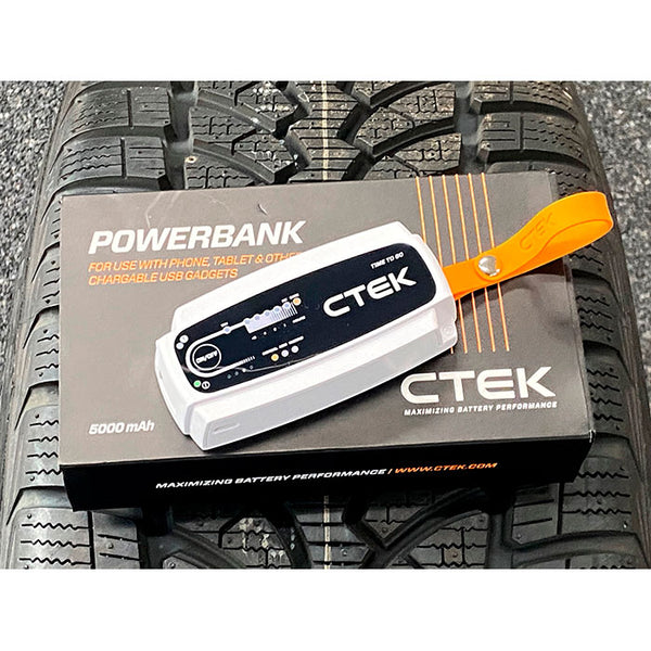 Powerbank 5000 mAh - bærbar oplader til smartphone og tablet, hvid/orange, 5V/2.1A CTEK