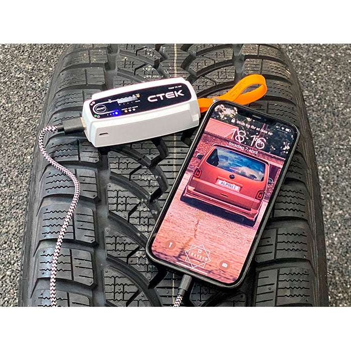 Powerbank 5000 mAh - bærbar oplader til smartphone og tablet, hvid/orange, 5V/2.1A CTEK