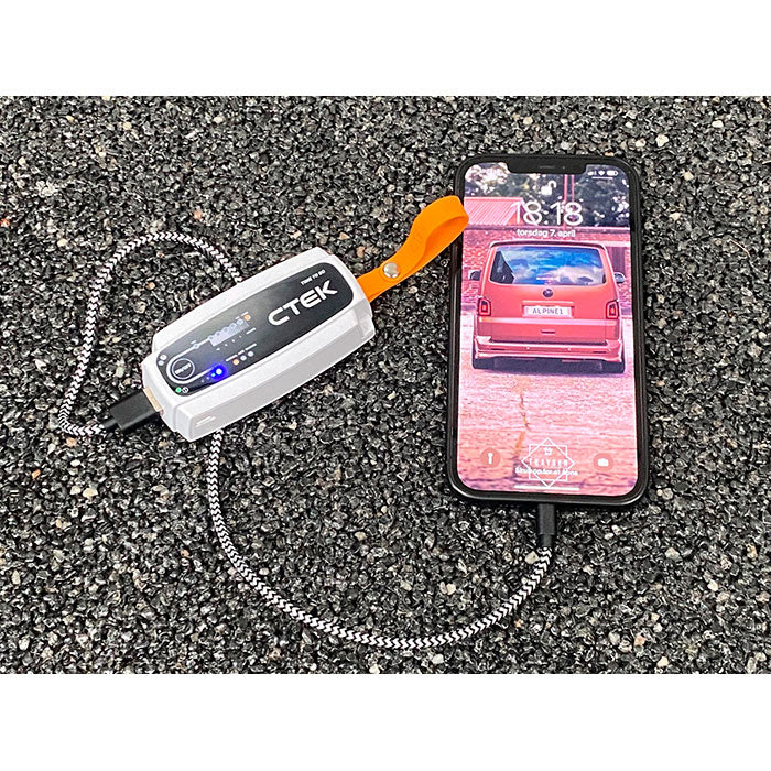 Powerbank 5000 mAh - bærbar oplader til smartphone og tablet, hvid/orange, 5V/2.1A CTEK