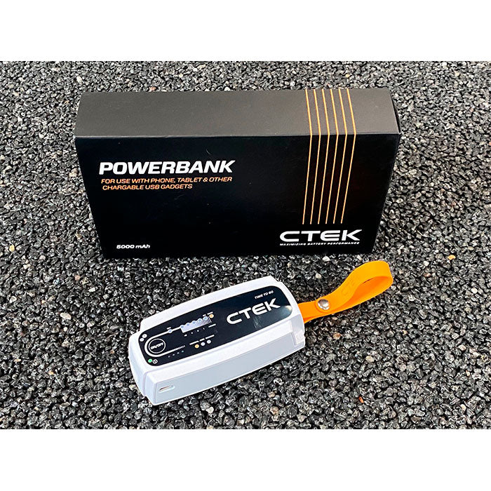 Powerbank 5000 mAh - bærbar oplader til smartphone og tablet, hvid/orange, 5V/2.1A CTEK