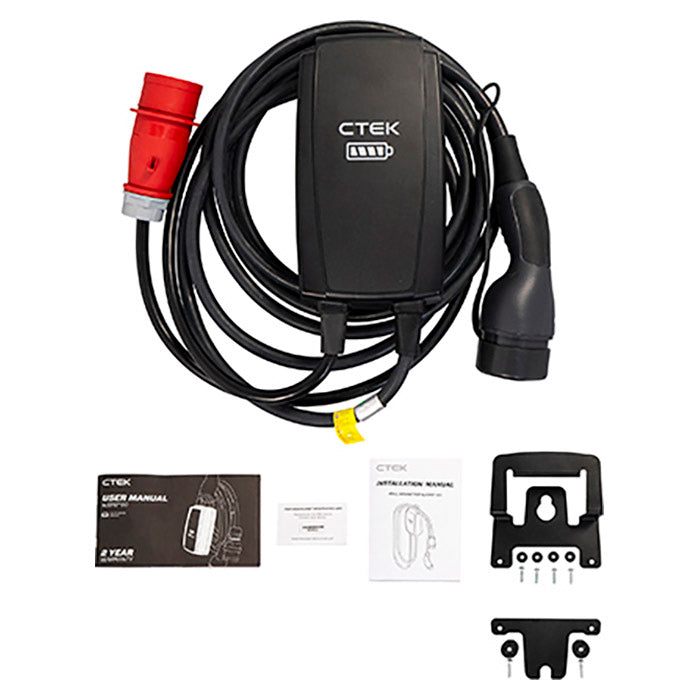 Elbillader Type 2 11 kW, 1,5 m kabel, vægbeslag - CTEK