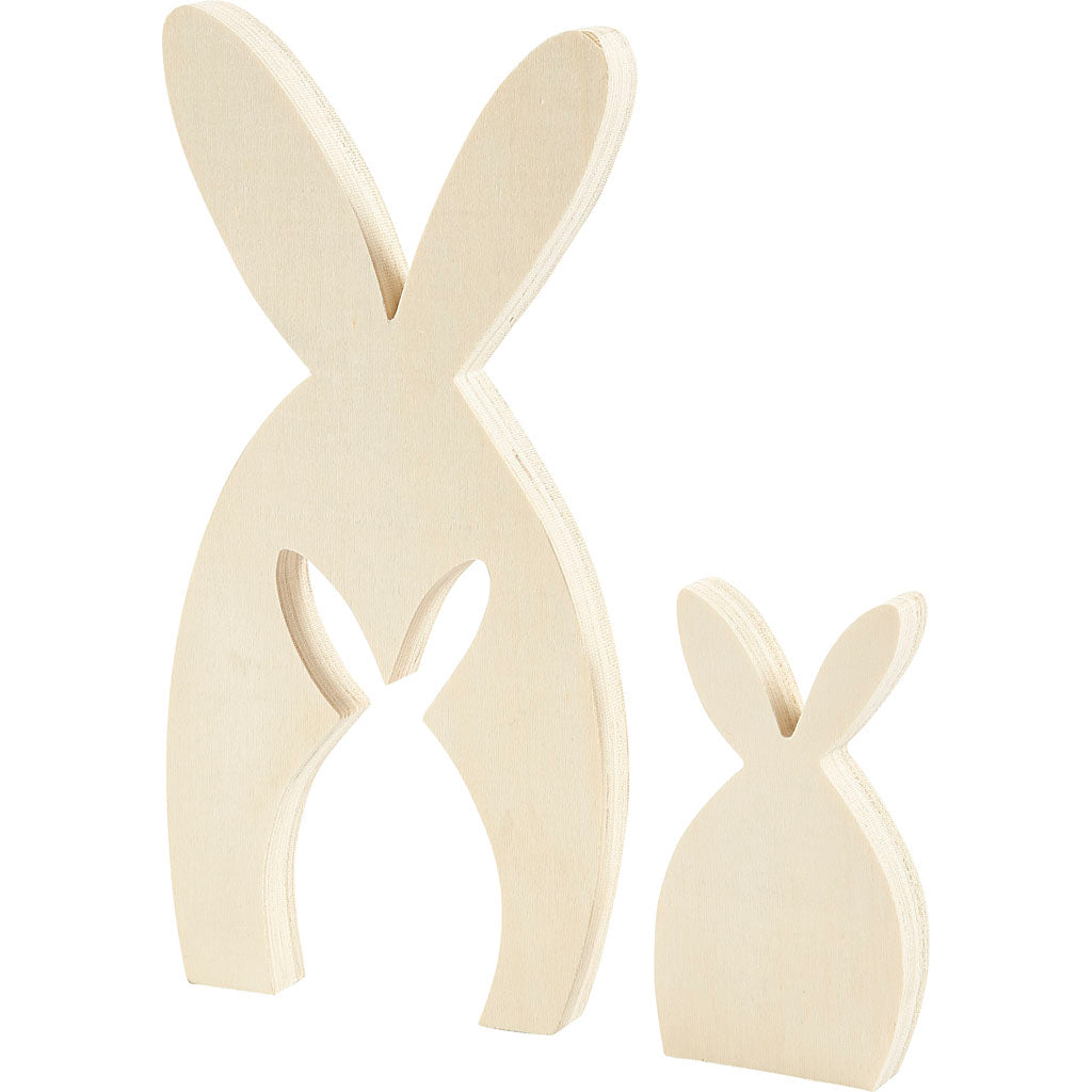 2i1 figur, harer, H: 11,5+24,5 cm, D: 2 cm, B: 6,5+11,5 cm, 1 sæt